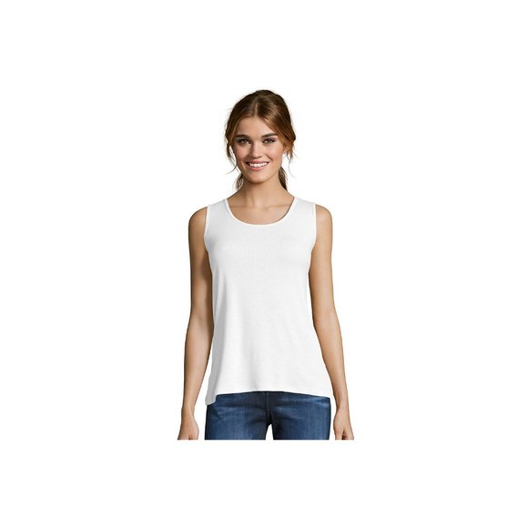 Hanes Women's Mini-Ribbed Cotton Tank-O9341-White - Picture 1 of 2